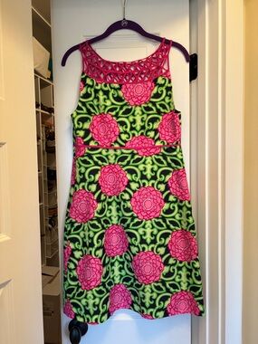 Lilly Pulitzer Bright Pink & Green Floral Sleeveless Dress